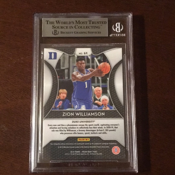 Zion Williamson Beckett graded 9 mint rookie card - Picture 2 of 3